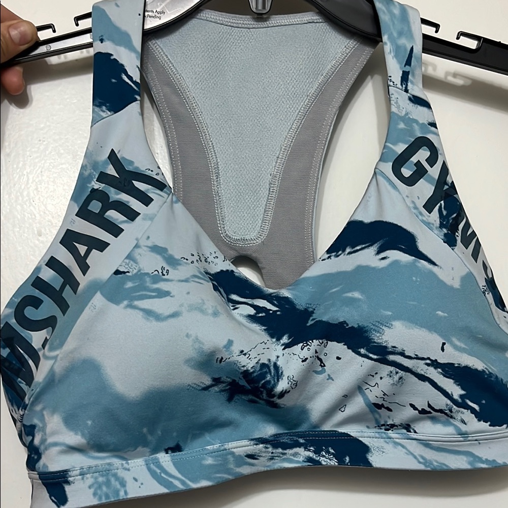 Gymshark Blue and Gray Racerback Sports Bra